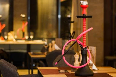 Red Hookah in the restaurant Stock Photos