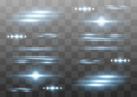 Red horizontal lens flares pack. Laser beams, Stock Illustration