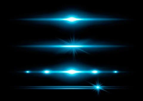 Red horizontal lens flares pack. Laser beams, horizontal light rays. Beautiful Stock Illustration