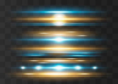 Red horizontal lens flares pack. Laser beams, horizontal light rays. Beautiful Illustrazione stock