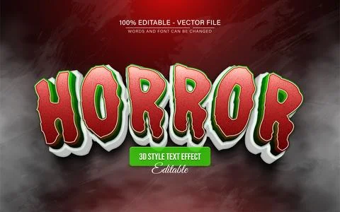 Red horror 3d style text effect editable Stock Illustration