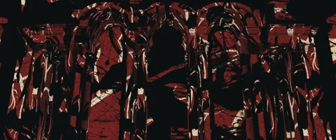 Red Horror Gothic Stone Columns Background Video stock 264161063