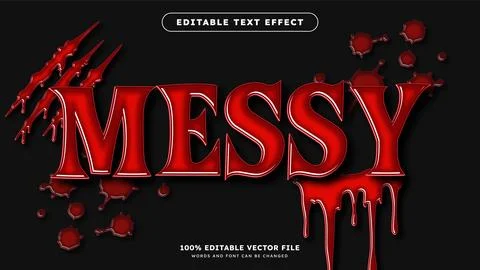 Red Horror Text Effect 3D Textured Style Editable Text Effect Halloween Theme Stock Illustration