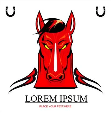 Red horse head icon Stock Illustration