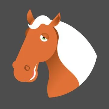 Red horse head. Muzzle hoss isolated on white background Stock Illustration
