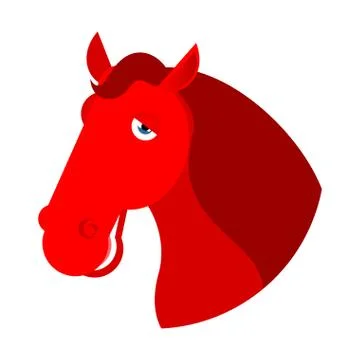 Red horse head. Muzzle hoss isolated on white background Stock Illustration
