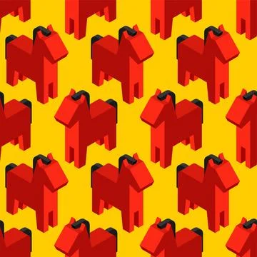 Red horse pattern seamless. equine background Stock Illustration