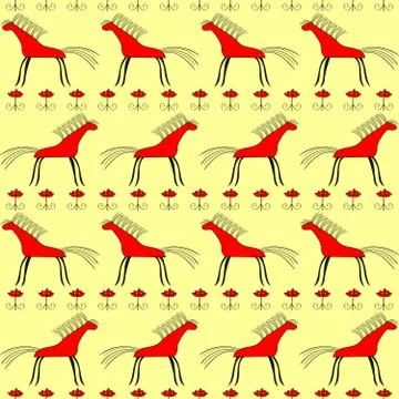 Red horse seamless pattern Illustrazione stock