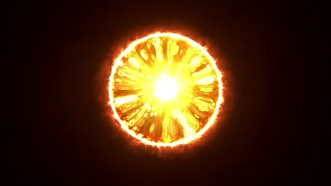 A red-hot ball on a black background. Explosion of the sun. Fire circle, Ye.. Stock Footage 264306897