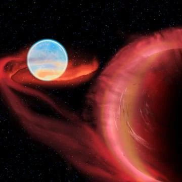 Red hot binary star Stock Illustration