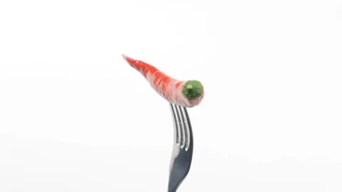 Red Hot Chili Pepper on the Fork Stock Footage 87269766