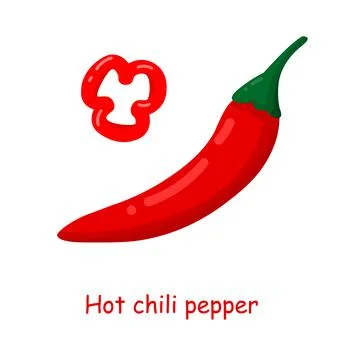 Red hot chili pepper vector cartoon set. Colorful vegetable food icon. Stock Illustration