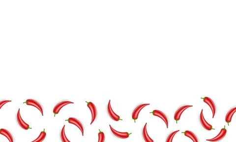 Red Hot Chilli Pepper Border With White Background Illustrazione stock