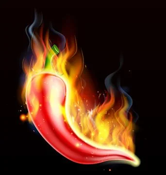 Red Hot Chilli Pepper on Fire Stock Illustration