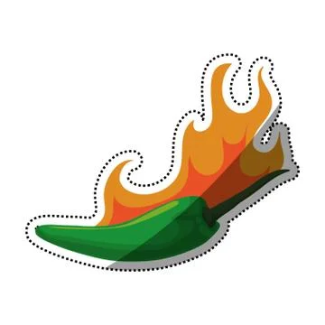 Red hot chilli pepper slice vegetable Stock Illustration