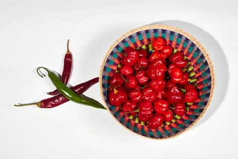Red hot chilli peppers on white background Stock Photos