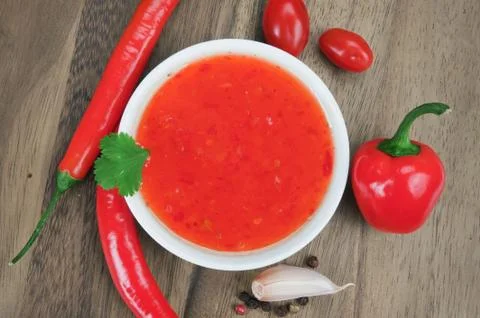 Red hot chilli sauce Stock Photos