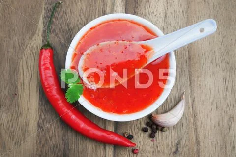Red hot chilli sauce Stock Photos