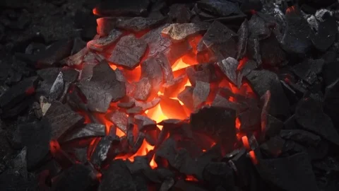Red Hot Coals for Cooking in Sri Lanka. 1920x1080 stock footage Видео 75069100