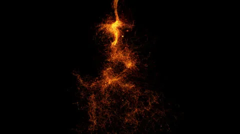 Red hot dancing fire exploding particles on a black background, cgi effect Video stock 39002088