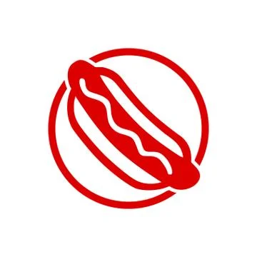Red Hot Dog Simple Circular Icon Symbol Design Stock Illustration