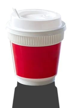Red hot drink cup isolated on white background, for take home Ilustração Stock