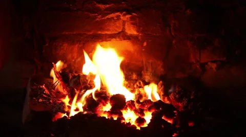Red hot fire burning, slow motion, closeup Stock Footage 39015556