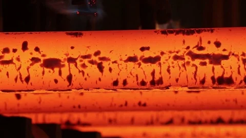 Red-hot iron bars Stock Footage 72759421