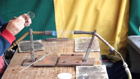 Red hot iron in a forge Stock Footage 99462447