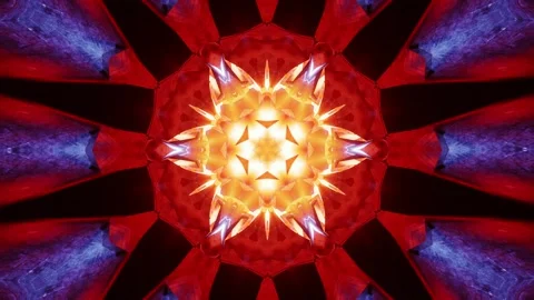 Red hot mandala sun star hypnotically drawing the viewer in with infrared Video stock 280419376