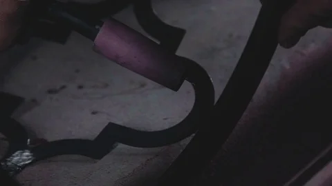 The red-hot metal. The process of welding of metal products Stock Footage 74692298