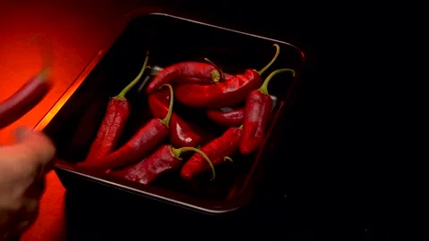Red hot pepper in a dark studio Stockbeeldmateriaal 283721758