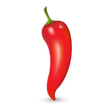 Red hot pepper with drop Stock Illustration