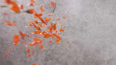 Red hot pepper falls on the table Stock Footage 117037436