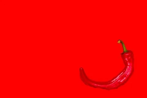 Red hot pepper on a red background top view one Stock Photos