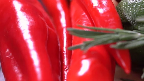 Red hot pepper with rosemary Stock Footage 103345950