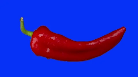 Red hot pepper turning, Red Chilly Spinning, Blue Screen Chromakey 4K Stock Footage 149892300