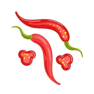 Red hot pepper vector illustration featuring glossy peppers, bold gradients Stock Illustration