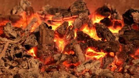 Red-hot red charcoal as background Stock Footage 144159699