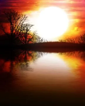 Red hot sunset Stock Illustration