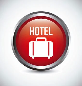 Red hotel button over gray background. vector illustration Ilustração Stock