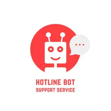 Red hotline bot support service logo Stock Illustration
