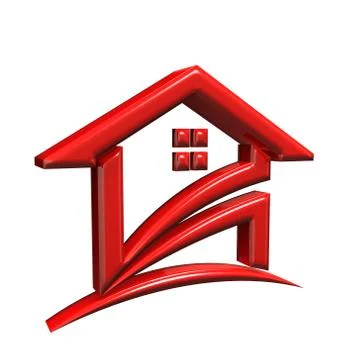 Red House. 3D Rendering Illustration Stock Illustration