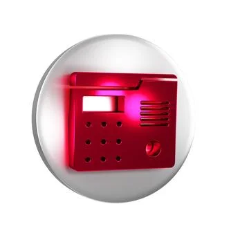 Red House intercom system icon isolated on transparent background. Silver cir Illustrazione stock