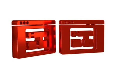 Red House plan icon isolated on transparent background. Stock Illustration