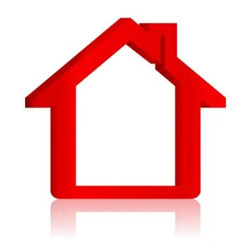 Red house with reflection in the mirror Illustrazione stock