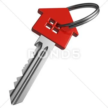 Red house-shape key Stock Illustration