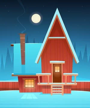 Red House in Snow Stock-Illustration