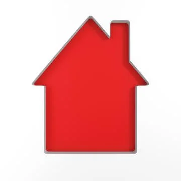 Red house on white background. Isolated 3d illustration Stock Illustration