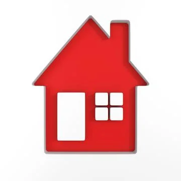 Red house on white background. Isolated 3d illustration Stock Illustration